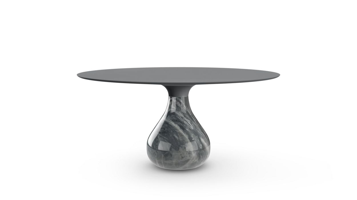round dining table - glossy bardiglio image number 0