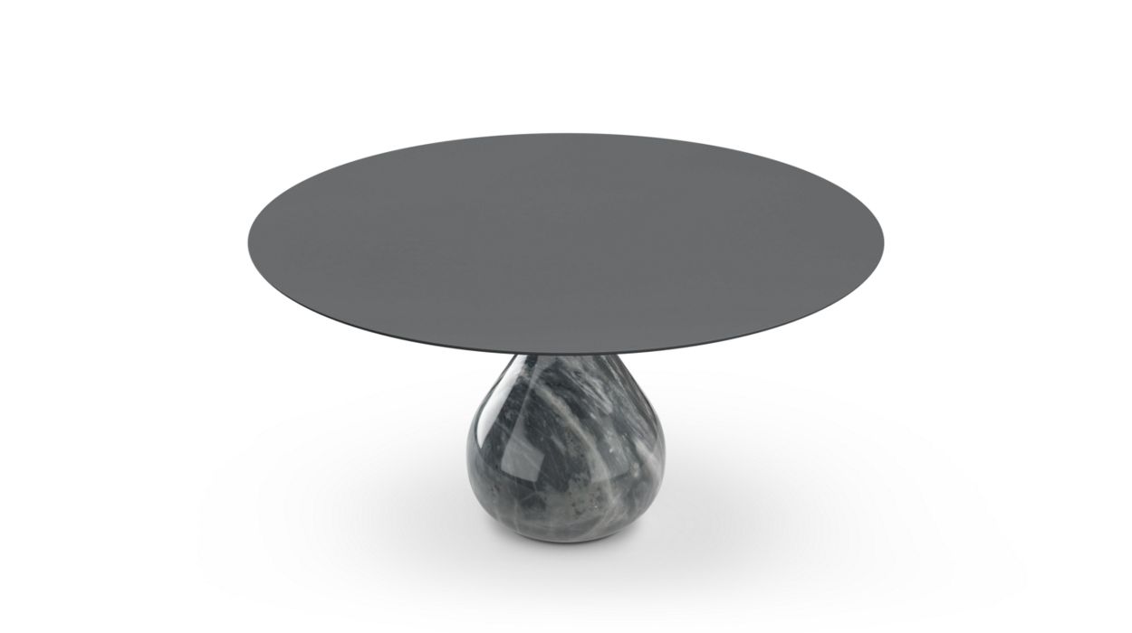 round dining table - glossy bardiglio image number 1