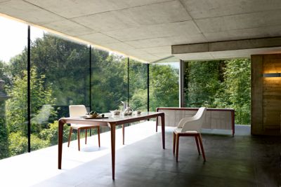 rectangular dining table - structure in beech - top in matte lacquer image number 0