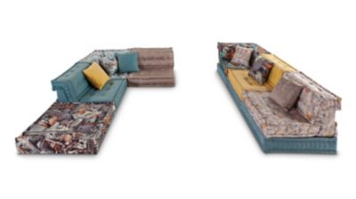 Mah Jong Leather Fabric Composition Jpg Roche Bobois