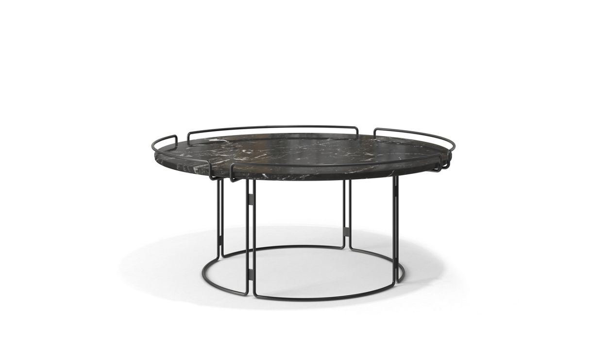table basse - chrome - marbre marquina image number 0