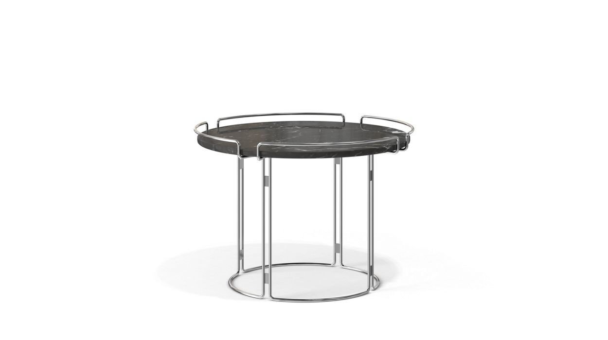 end table - chrome - marquina marble image number 0