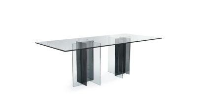 dining table - smoked light grey / dark grey glass image number 1