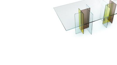 dining table - yellow / bronze glass image number 2