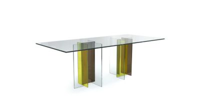 dining table - yellow / bronze glass image number 1