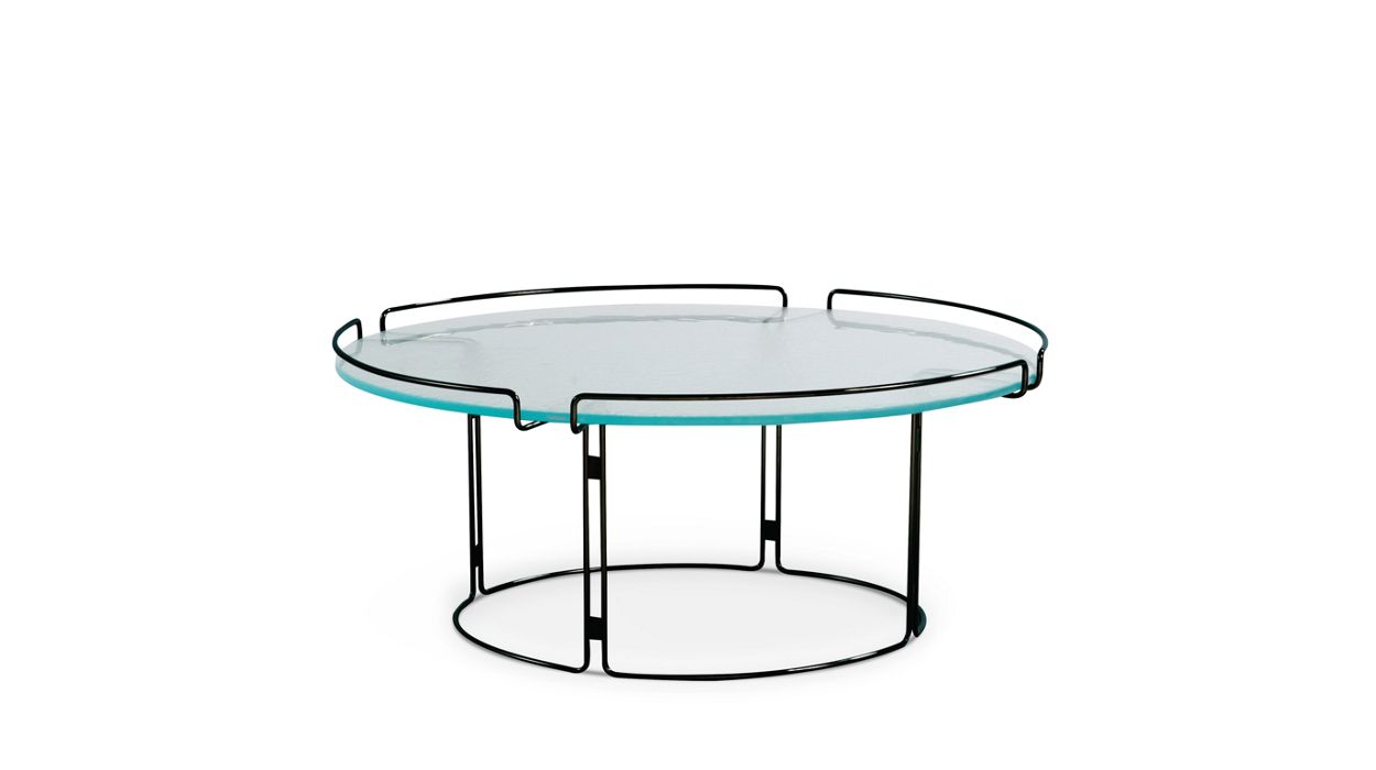table basse - chrome - verre antique transparent image number 0
