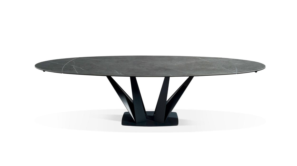 Barrel-shaped/oval dining table image number 1