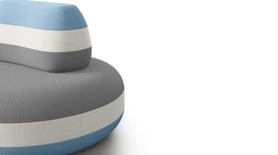 2.5-seat armless sofa - m&eacute;ridien matelass&eacute; fabric image number 3