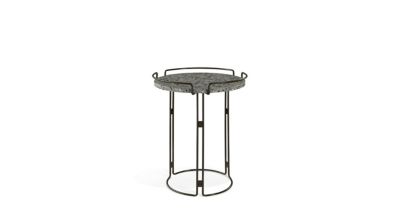 Pedestal table - lacquered - matte white cracked Terrazzo Marble bijou image number 1