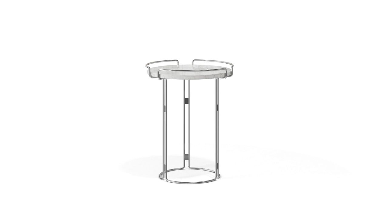 pedestal table - chrome - carrare marble image number 0