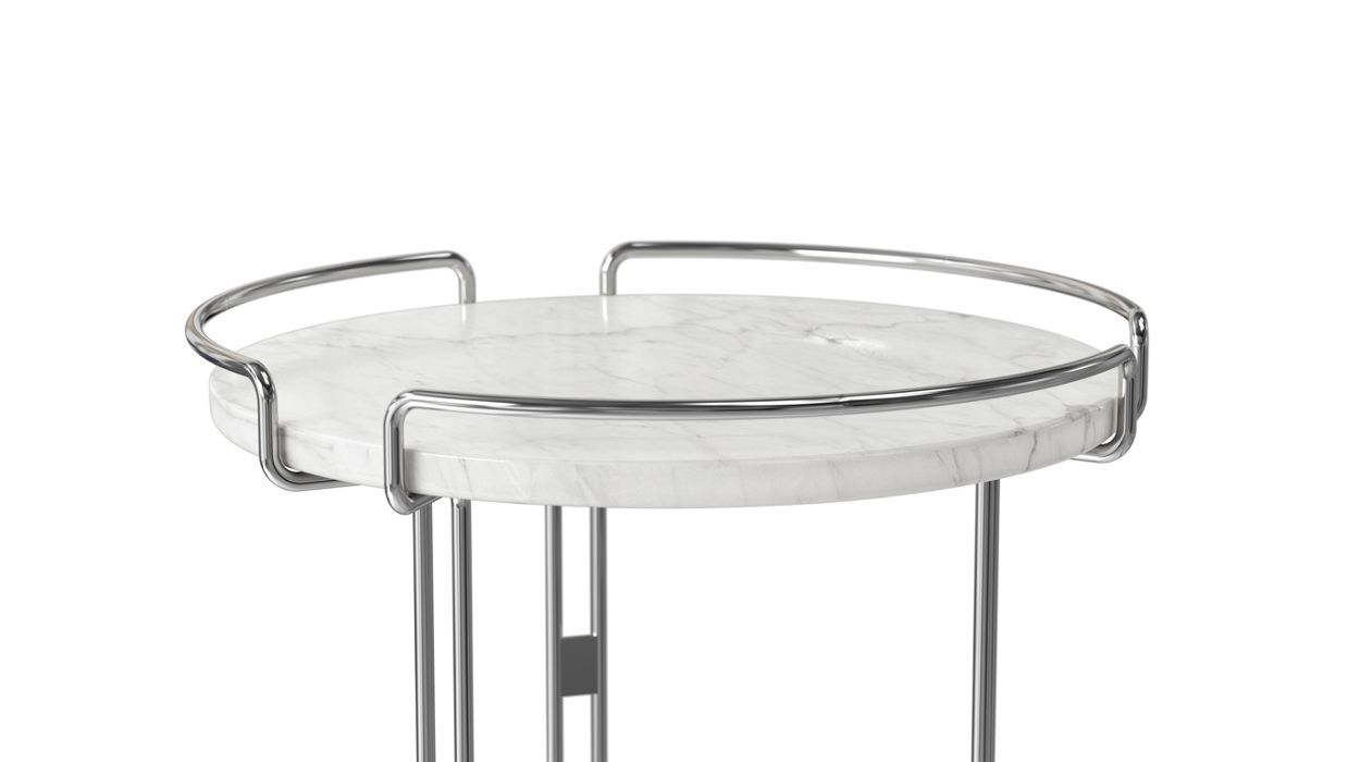 pedestal table - chrome - carrare marble image number 1