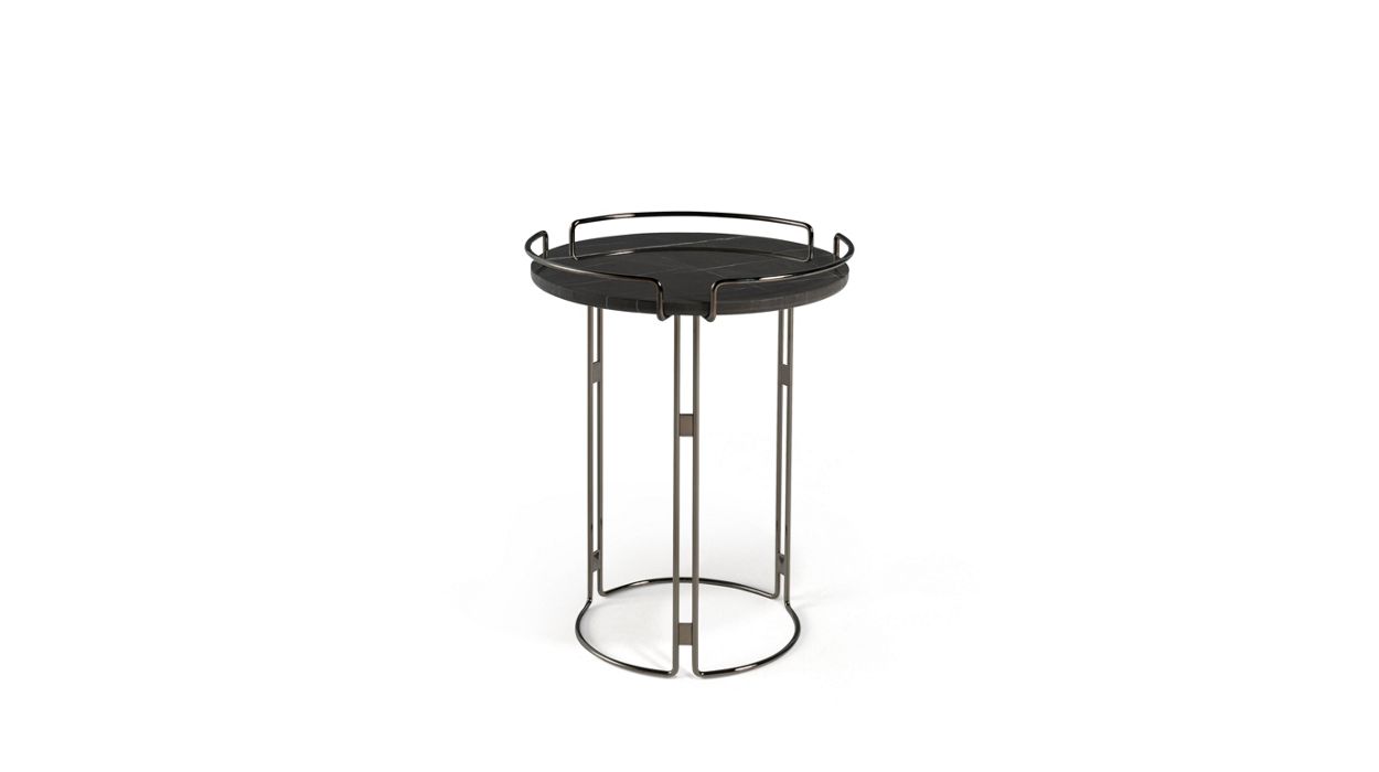 pedestal table - chrome - marquina marble image number 0
