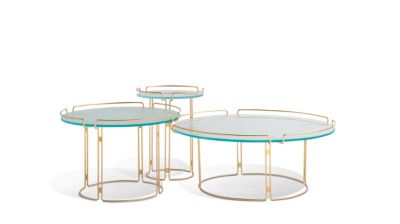 Round cocktail table - Matte gold structure image number 1