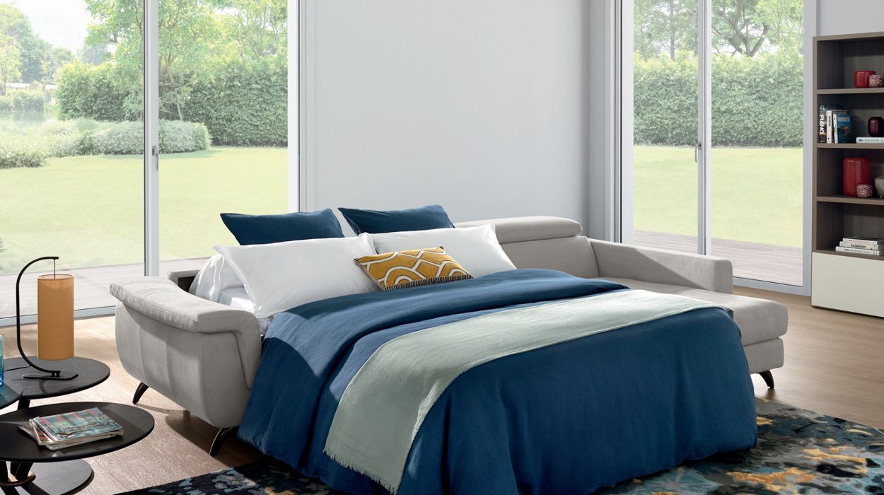 Canapé-lit couchage 140 cm en tissu - angle droit image number 1