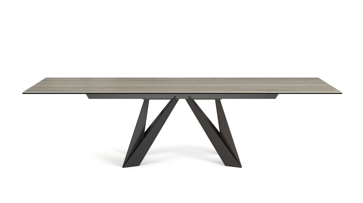 CIGALE - table de repas avec allonges - travertino grigio image number 1