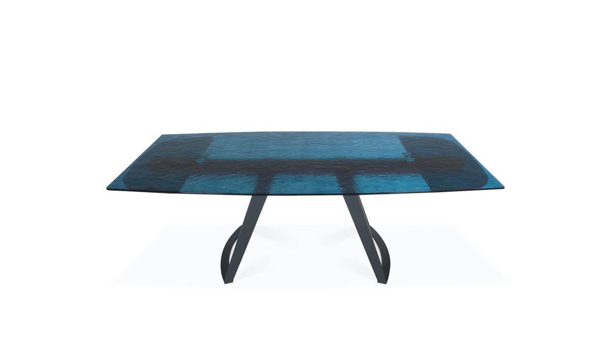 dining table with extensions - blue glass image number 2