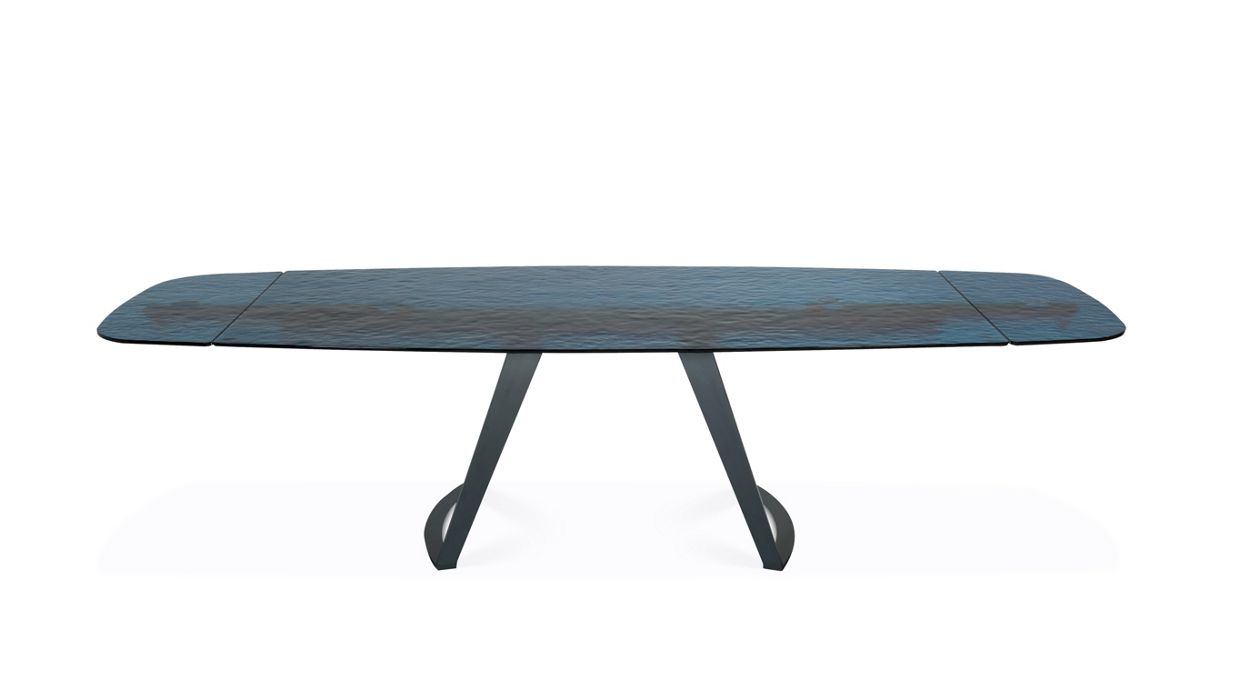 dining table with extensions - blue glass image number 1