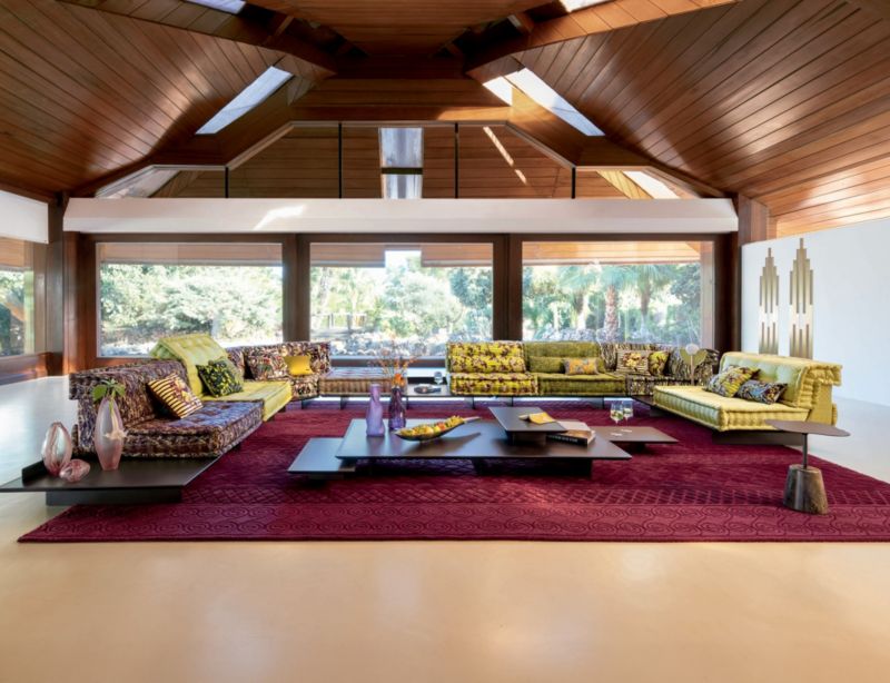 Roche Bobois Mah Jong sofa in Jean Paul Gaultier fabric collection