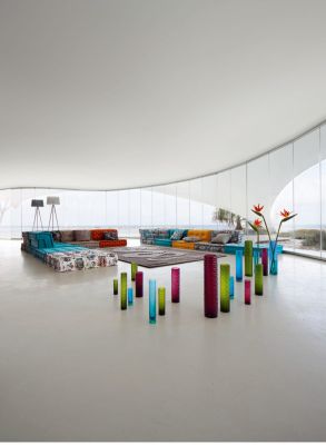 Mah Jong Leather Fabric Composition Jpg Roche Bobois