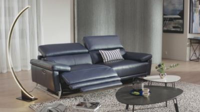 Canapé Cuir Relax 3 Places Cuir Center, Commande électrique, Beige, Occasion Bon état