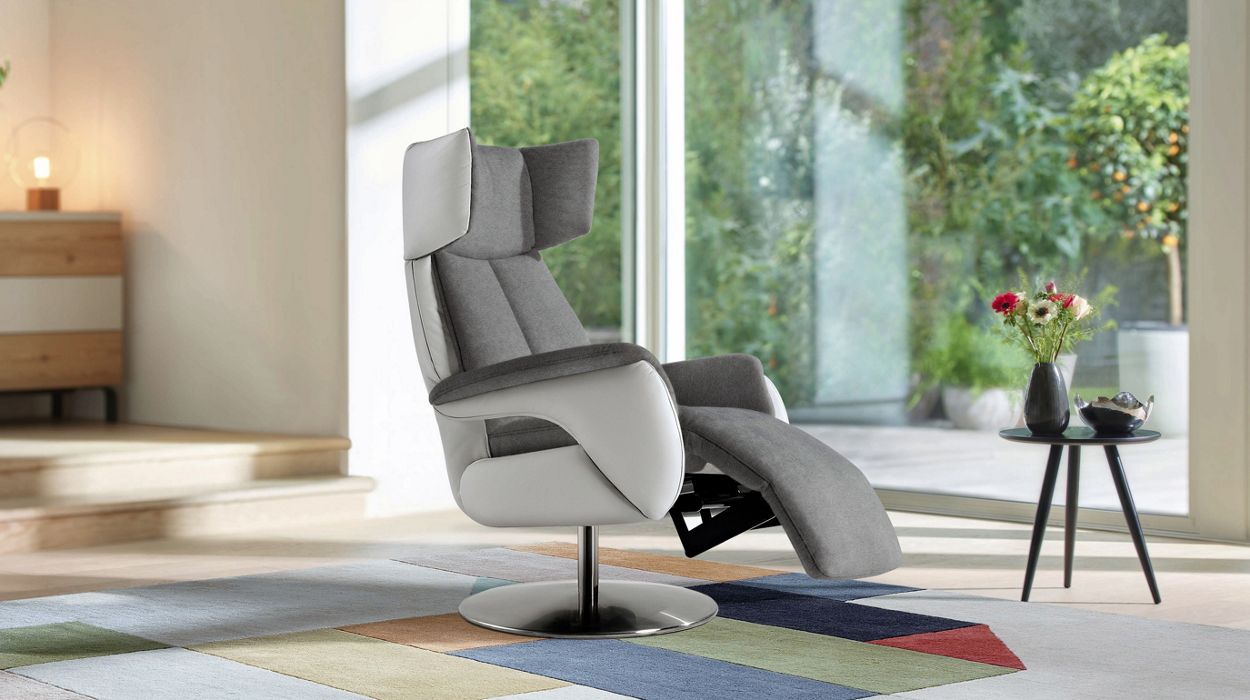Fauteuil relaxation cuir & tissu image number 0