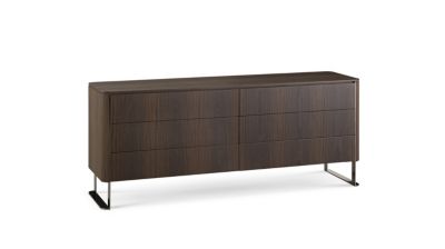 commode 3 tiroirs - laqu&eacute; / top verre laqu&eacute; image num&eacute;ro 2