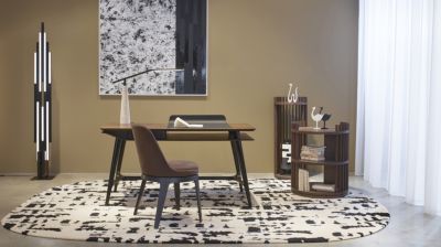 TAPPETO lana &eacute;cru nero haiku numero dell'immagine 1