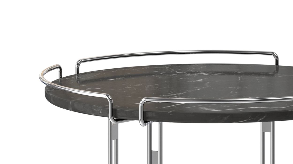 end table - chrome - marquina marble image number 1