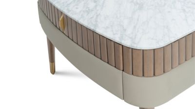 Bedside table 2 drawers, top in wood image number 7