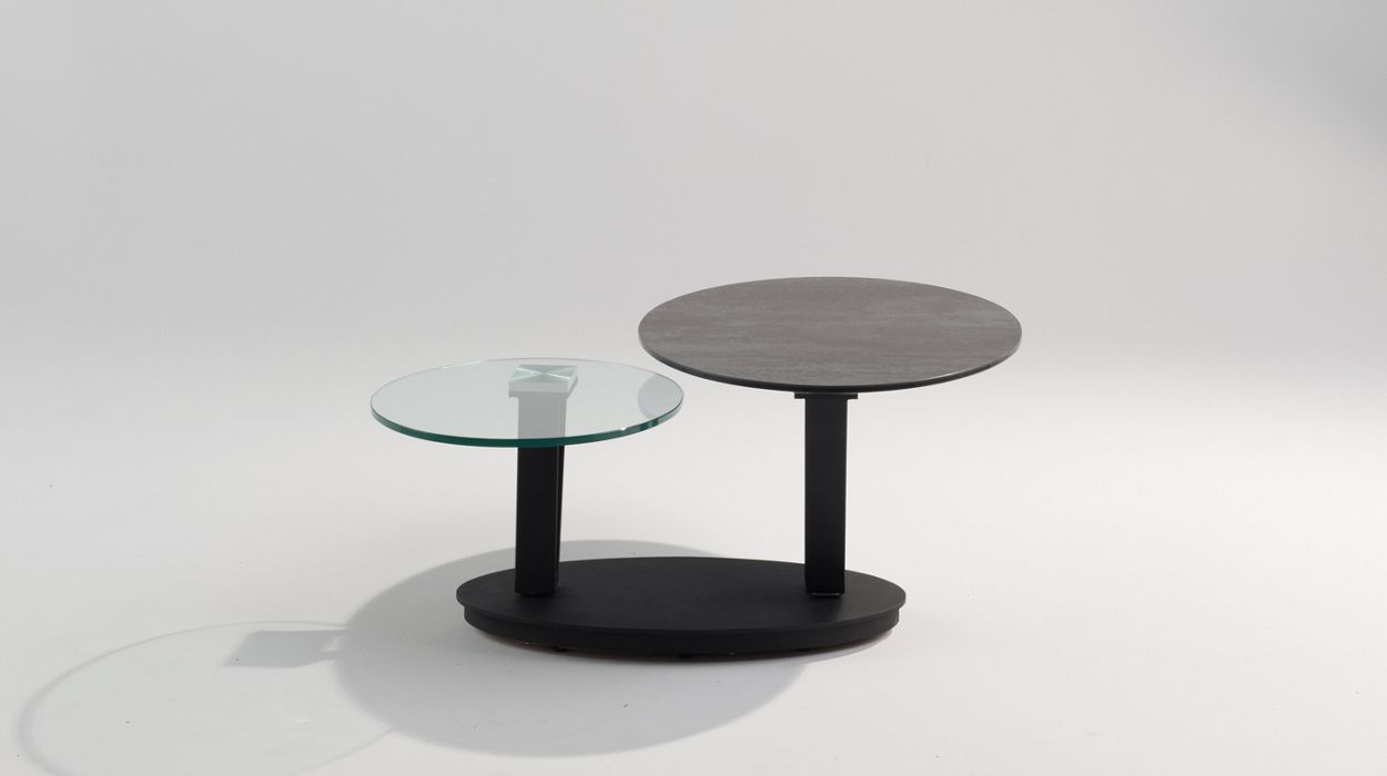 Table basse articulée en verre et céramique image number 1