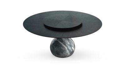 round dining table - glossy bardiglio image number 1