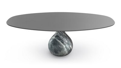oval dining table - matte bardiglio aqua image number 1